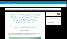 
							         UNN Postgraduate Admission Form out for 2019/2020 Session								  
							    