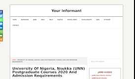 
							         UNN Postgraduate Courses 2019 And Admission Requirements ...								  
							    
