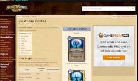 
							         Unstable Portal - Hearthstone Wiki								  
							    