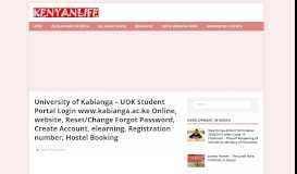 
							         UOK Student Portal Login, Elearning - University of Kabianga								  
							    