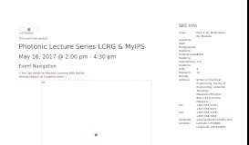
							         Upcoming Events | Photonic Lecture Series LCRG & MyIPS | Official ...								  
							    