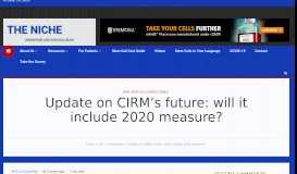 
							         Update on CIRM's future: will it include 2020 measure? - The Niche								  
							    