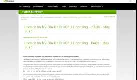 
							         Update on NVIDIA GRID vGPU Licensing – FAQs – May 2016								  
							    