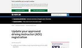 
							         Update your approved driving instructor (ADI) registration - GOV.UK								  
							    