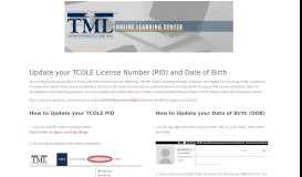 
							         Update your TCOLE License Number (PID) and Date of Birth ...								  
							    