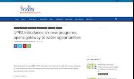 
							         UPES introduces six new programs; opens gateway to wider ...								  
							    