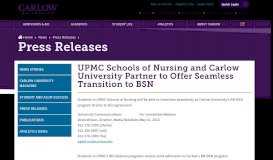 
							         UPMC Schools of Nursing and Carlow University Partner to Offer ...								  
							    