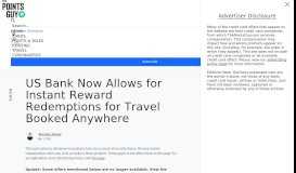 
							         US Bank Now Allows for Instant Travel Reward Redemptions								  
							    