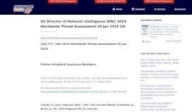 
							         US Director of National Intelligence (DNI) 2019 Worldwide Threat ...								  
							    