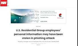 
							         U.S. Residential Group employees' personal information may have ...								  
							    