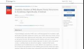 
							         Usability Studies of Web-Based Portal Structures in Academia - Springer								  
							    
