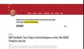 
							         USC Football: Two Trojan football players enter the NCAA Transfer ...								  
							    