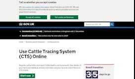 
							         Use Cattle Tracing System (CTS) Online - GOV.UK								  
							    