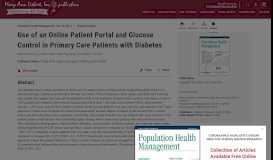 
							         Use of an Online Patient Portal and Glucose Control in Primary Care ...								  
							    