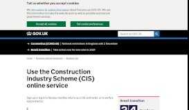 
							         Use the Construction Industry Scheme (CIS) online service - GOV.UK								  
							    