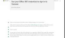 
							         Use your Office 365 credentials to sign in to Yammer - Microsoft								  
							    