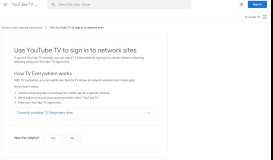 
							         Use YouTube TV to sign in to network sites - Google Support								  
							    