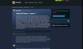 
							         Used CD keys ? never ? :: Help and Tips - Steam Community								  
							    