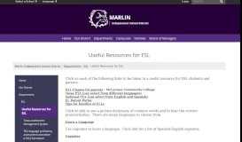 
							         Useful Resources for ESL - Marlin Independent School District								  
							    
