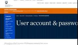 
							         User account & password - University of Wollongong – UOW								  
							    
