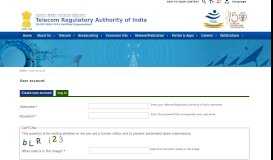 
							         User account | Telecom Regulatory Authority of India								  
							    