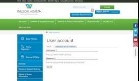 
							         User account | Wilson Health								  
							    