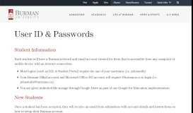 
							         User ID & Passwords | Burman University								  
							    