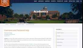 
							         Username and Password Help – Academics - Houston Baptist University								  
							    