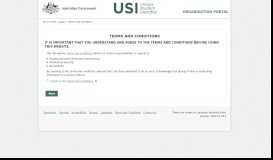 
							         USI Organisation Portal - Terms and Conditions								  
							    