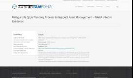 
							         Using a Life Cycle Planning Process to Support Asset Management ...								  
							    