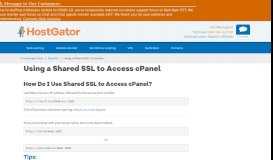 
							         Using a Shared SSL to Access cPanel | HostGator Support								  
							    