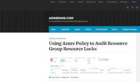
							         Using Azure Policy to Audit Resource Group Resource Locks ...								  
							    