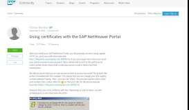 
							         Using certificates with the SAP NetWeaver Portal | SAP Blogs								  
							    