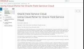 
							         Using Cloud Portal for Oracle Field Service Cloud - Oracle Docs								  
							    