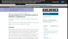 
							         Using evidence to influence policy: Oxfam's experience | Palgrave ...								  
							    