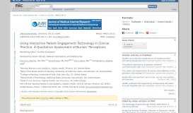
							         Using Interactive Patient Engagement Technology in Clinical Practice ...								  
							    