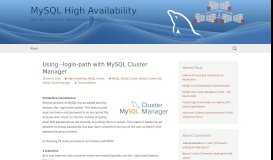 
							         Using –login-path with MySQL Cluster Manager | MySQL High ...								  
							    
