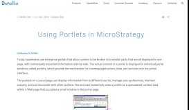 
							         Using Portlets in MicroStrategy - Dataflix								  
							    
