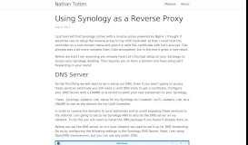 
							         Using Synology as a Reverse Proxy - Nathan Totten								  
							    