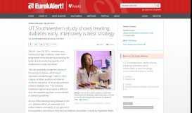 
							         UT Southwestern study shows treating diabetes early, intensively is ...								  
							    