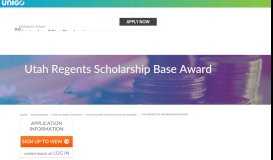 
							         Utah Regents Scholarship Base Award Details - Apply Now | Unigo								  
							    