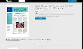 
							         UWC Maastricht honoured at UWC Netherlands ... - MosaLira - Yumpu								  
							    