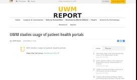 
							         UWM studies usage of patient health portals								  
							    