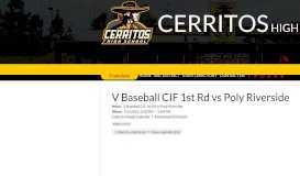 
							         V Baseball CIF 1st Rd vs San Gorgonio or Poly Riverside | Cerritos ...								  
							    