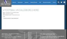 
							         V FOOTBALL VS CALLISBURG (HERE) | Van Alstyne ISD								  
							    
