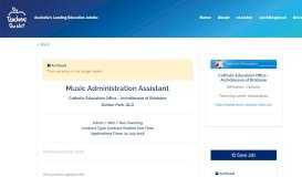 
							         Vacancy: Music Administration Assistant - Teachers On Net								  
							    