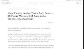 
							         Valet Parking Leader, Towne Park, Selects UniFocus` Watson ...								  
							    