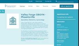 
							         Valley Forge OB/GYN | Women's Health Care Center								  
							    