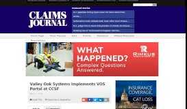 
							         Valley Oak Systems Implements VOS Portal at CCSF - Claims Journal								  
							    