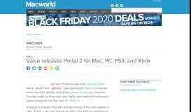 
							         Valve releases Portal 2 for Mac, PC, PS3, and Xbox | Macworld								  
							    